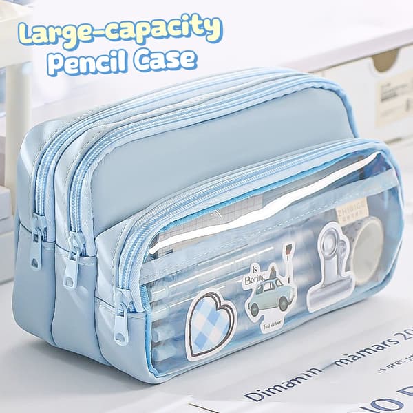 Chic enfärgat pennfodral och enkelt transparent pennfodral Black