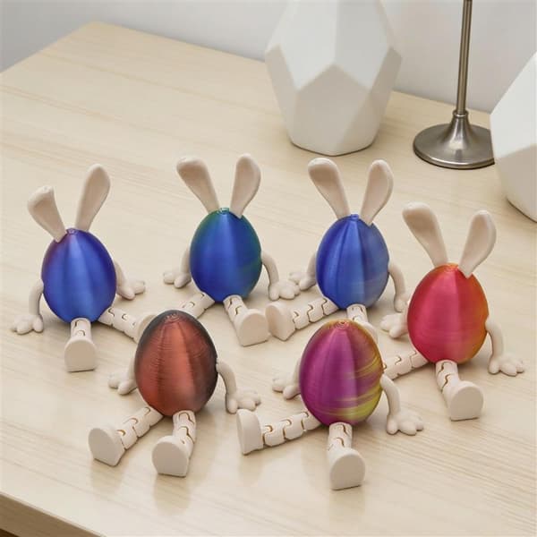 Tecknad påskhare påskägg 3D-printad leksak rörlig prydnad A11