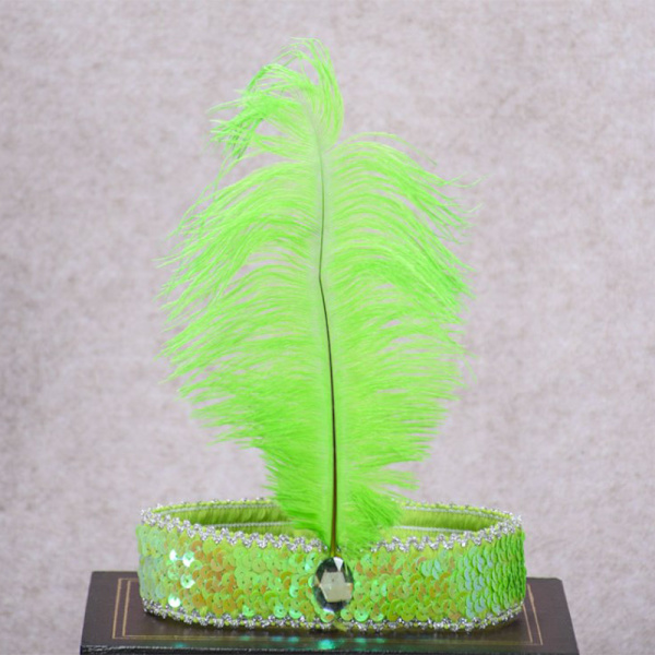 e Feather Headband Flapper Sequin Headpiece Costume Head Band d Green