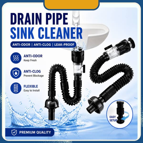 Fleksibelt afløbsrør til køkken, badeværelse, håndvask, toilet black 2pcs