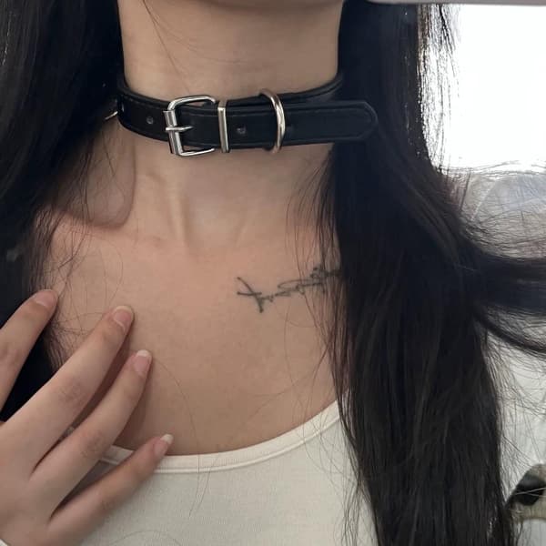 Trendy Punk Bælte Choker til Kvinder Piger Sød Cool PU Læder C Red
