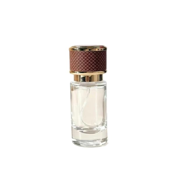 20 ml tom glassparfymeflaske med skrulokk i lær, fin tåke Pink