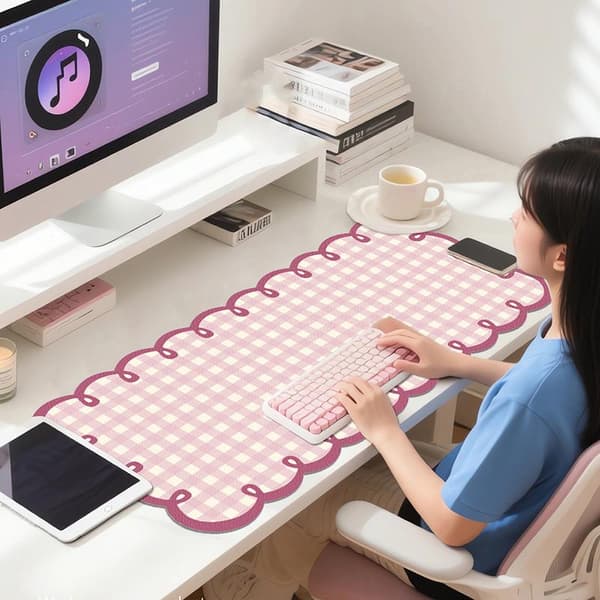 Rutete musematte stor rosa blå stilige musematter A2