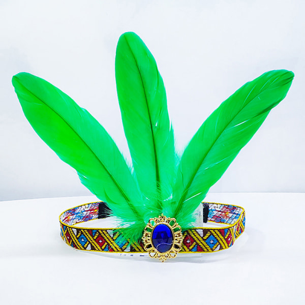 Feather Hair Band Pandebånd Bohemian Gypsy Dance Show Headpiece Green
