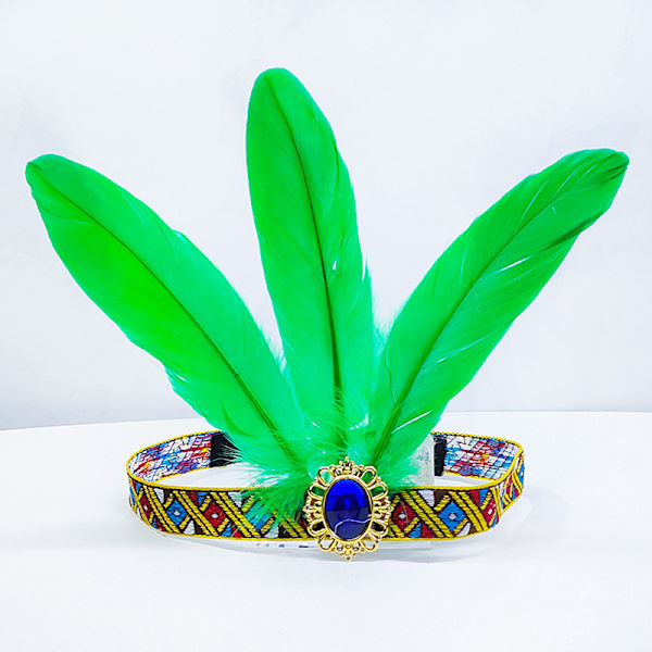 Feather Hair Band Pannebånd Bohemian Gypsy Dance Show Headpiece Green