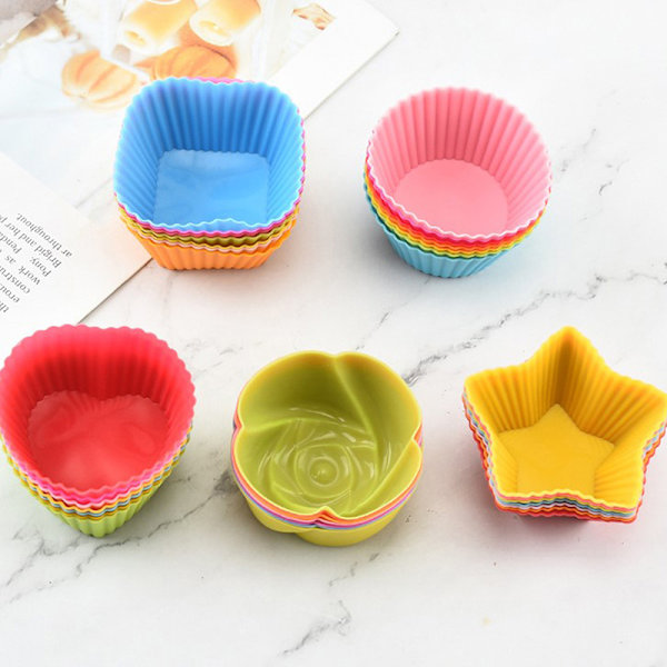 7 stk./parti silikone kagekop runde formede cupcake bageforme Co B  7PCS