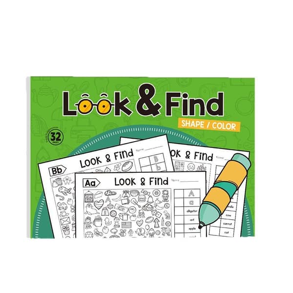 1 set Look & Find visuell pusselbok för barn med färg och form A2