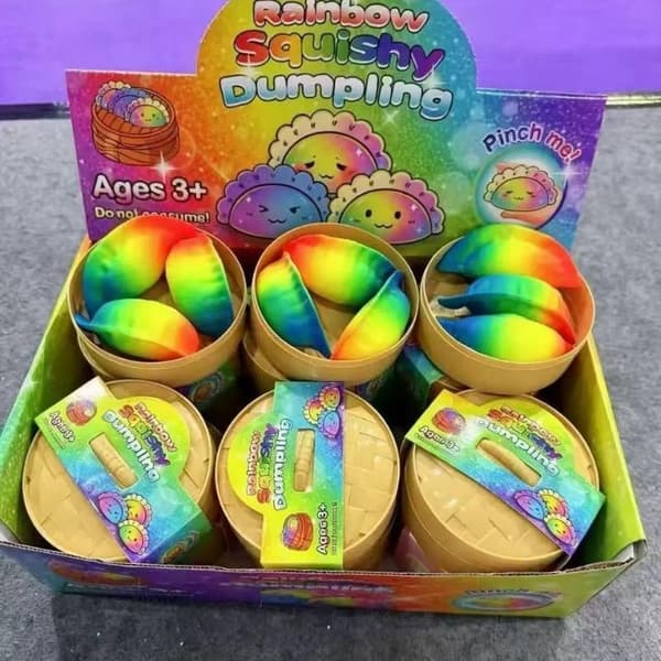 3 stk. gjennomsiktige glitter-dumplingformede fidget-leker med damp A2