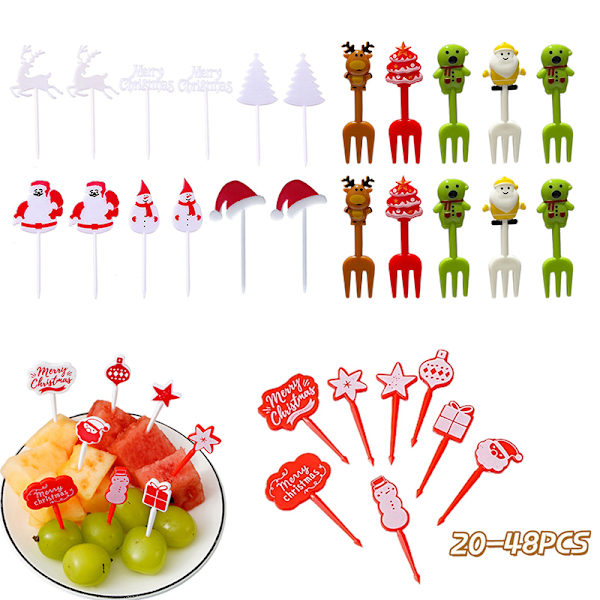 Julfruktgaffelset  Plocka Skivade Fruktgafflar Plast Tandpetare A5