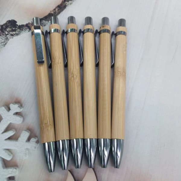 4 stk sett bambus tre kulepenn 1,0 mm kulespiss black