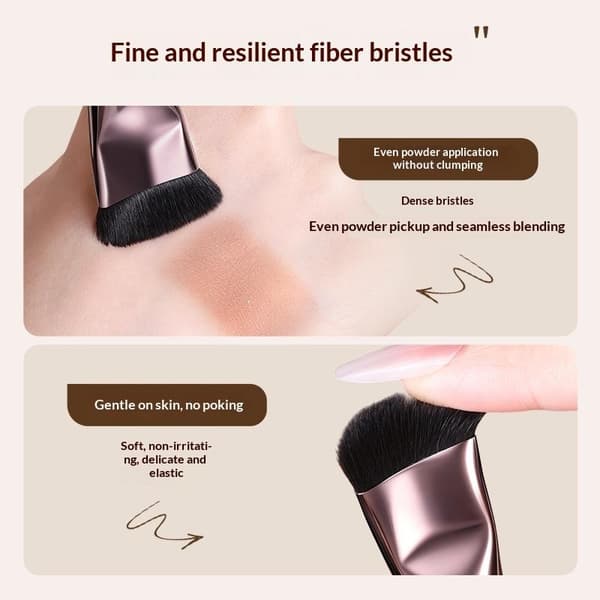 Enkel sminkborste brun syntetfiber multifunktionell puder 15cm