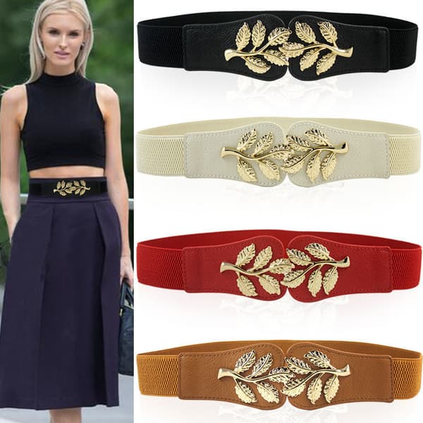 Elastiskt bantningsbälte för kvinnor, retro metallläder Red