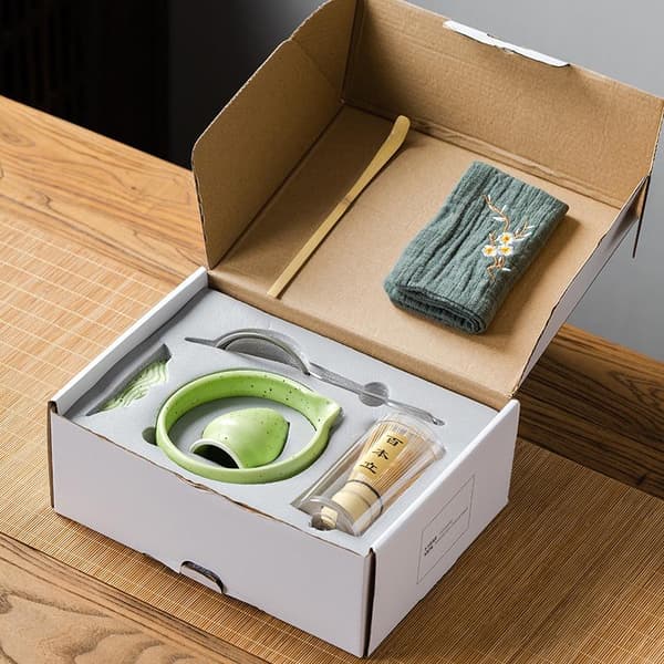Bambu Matcha Vispiläsetti Matcha Vispilä Vispilänpidike Perinteinen T White 7Pcs