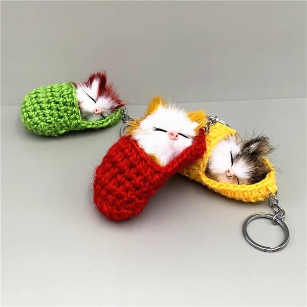 Simulering Mini Kat Nøglering e Plys Katte Med Lyd Børn B D
