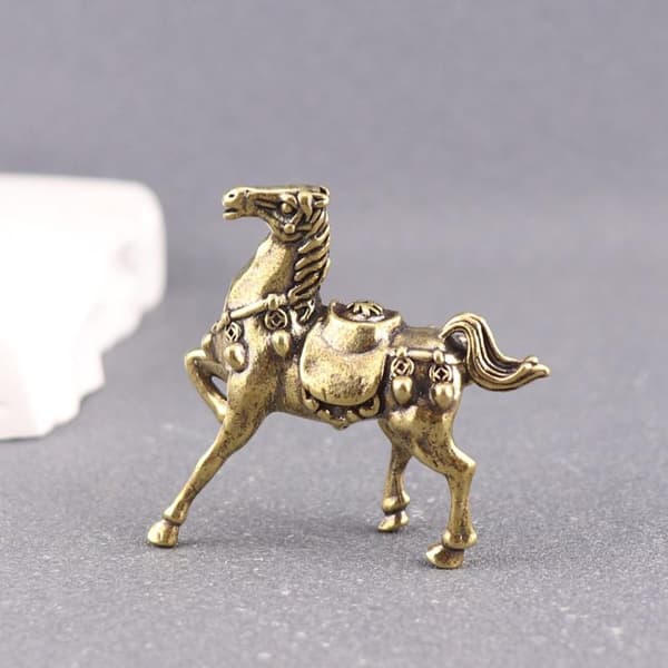 Mässingshästfigur prydnad miniatyrstaty för skrivbordsvisning