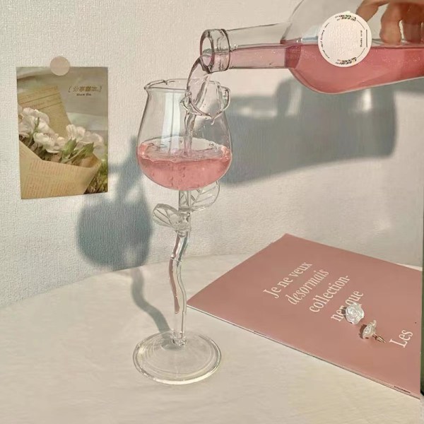 Rose-formet rødvinsglas Rose Shape vinglas med farvet B3