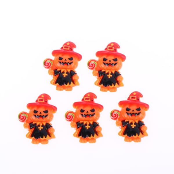 5 stk Halloween Gresskar Trollmann Jack Harpiks Charms For DIY Hallowe Red