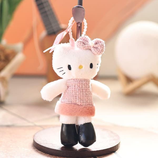 1 stk. e Langbenet Hello Kitty Vedhæng Nøglering Plyslegetøj Taske Dekoration A3
