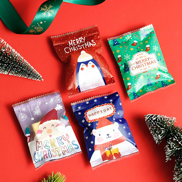 100 stk Santa Cookie Hot Seal poser til håndlavede Candy Nougat Bis B