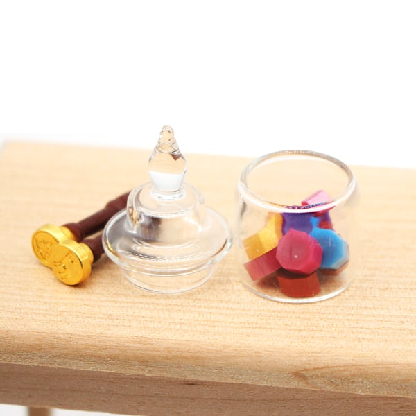 1:12 Dukkehust Miniatyr Voksforsegling Lakkskjehåndtak Voks Pell B set