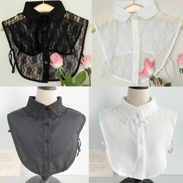 Vintage skjorta kvinnliga avtagbara kragar docka faux skjorta vinter E