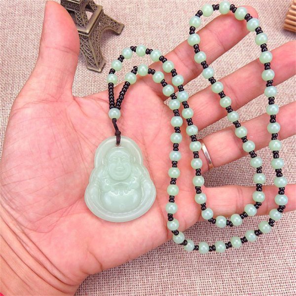 Svart grønn Buddha anheng halskjeder kvinner amulett stil Neckla A2