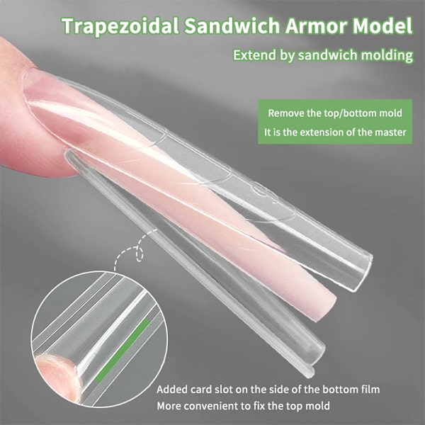 320 st/låda Sandwich Dual Nail Forms Extensions Dual Forms Coffi