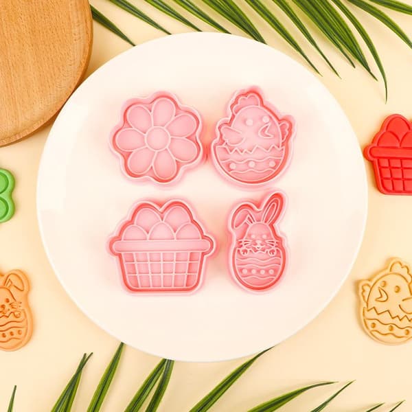 1/4 stk påske kjeksform plast kanin egg cookie kutter stempel A1
