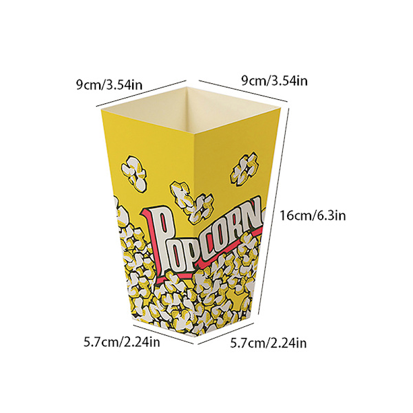 10 stk papir popcornposer røde og hvite filmkvelds popcornbokser 2