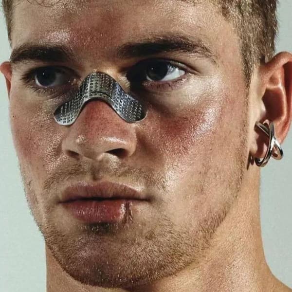 Punk Näsklämmor Plåster Metall Näsklämma Ansiktssmycken Trender Vi Silver