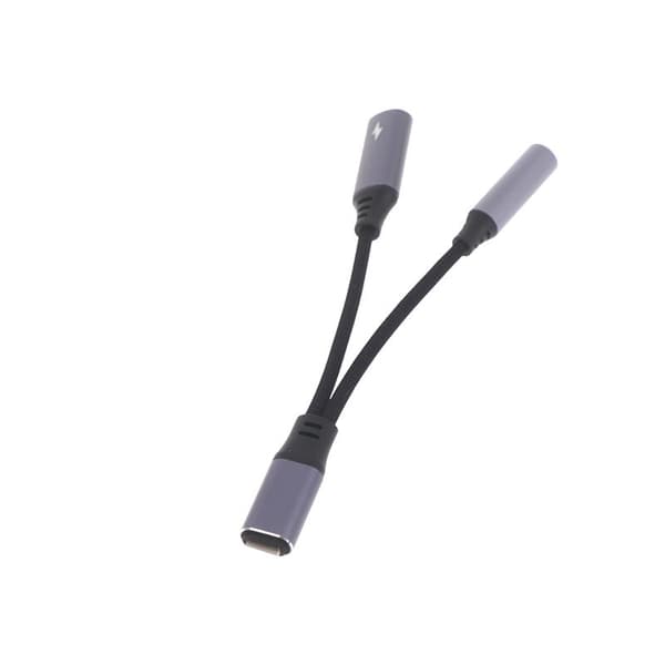 2-i-1 USB C til 3,5 mm hodetelefon- og laderadapter PD 60W Quic 1PC