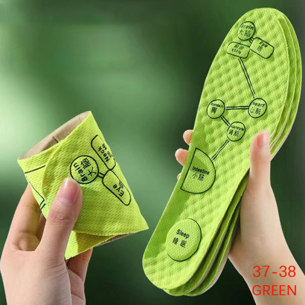 Acupressure on Foot Insole Soft Breathable Sport Cushioning Ins Green 37-38