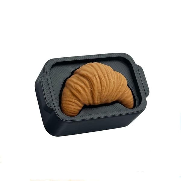 3D-printet croissant-simulering stressaflastende legetøj nøglering