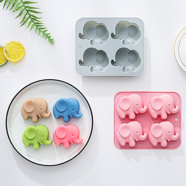 4-hullers Babyelefant Silikoneform e Dyrefondant Slik Choko Blue