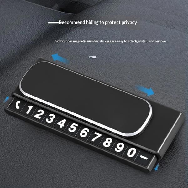 Bärbar telefonnummerplåt Bilnummerplåt för tillfällig användning Black