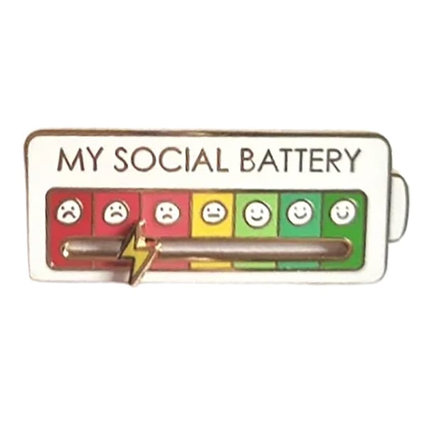 Social Battery Pin - Minun sosiaalisen akun luova rintaneula Black