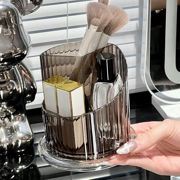 Klar 360 graders roterende makeup-organizer med 3 rum til badeværelset A1