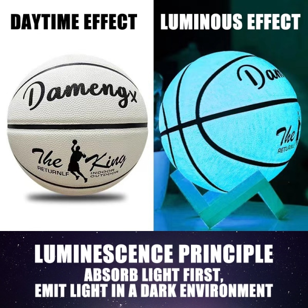 Night Glow Basketball Pu Mjukt Läder Utomhus Anti Slip Basketb blue Number 7 ball