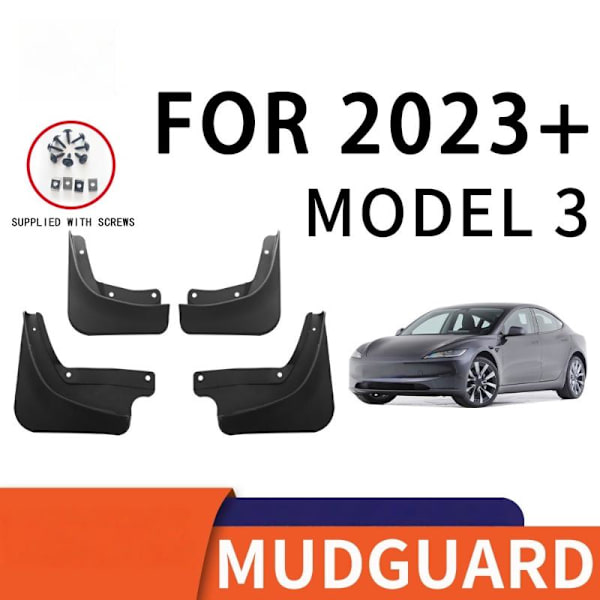 1 sæt til Model 3 2019-2021 2023 Highline Version Stænklapper Stænkskærme A1