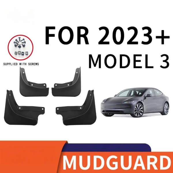 1 sett for Model 3 2019-2021 2023 Highline versjon sprutskjermer A1