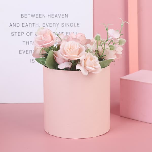 1 st rund blomsterpapperslåda förvaringshink presentförpackning Pink