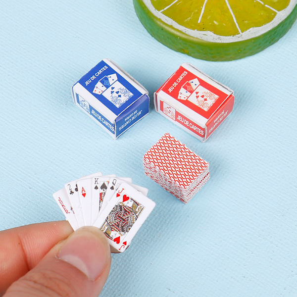 e 1:12 Miniaturespil Poker Mini Dukkehus Spillekort Hjem
