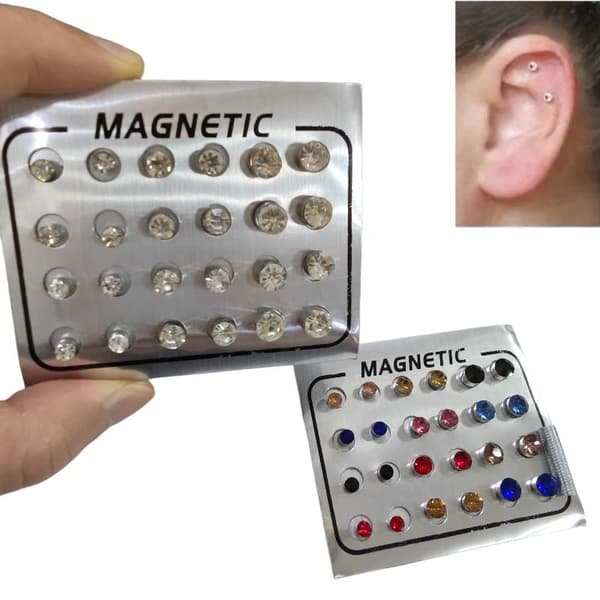 Magnetiske Ørestikker 4/5/6MM Runde Krystal Uden Piercing 5MM Silver