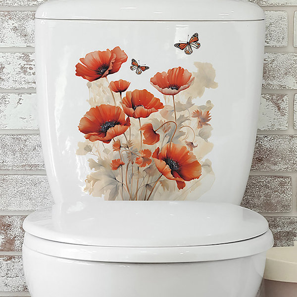Badrum Toalett Stickers Modern Minimalistisk Blomster Mönster Själv