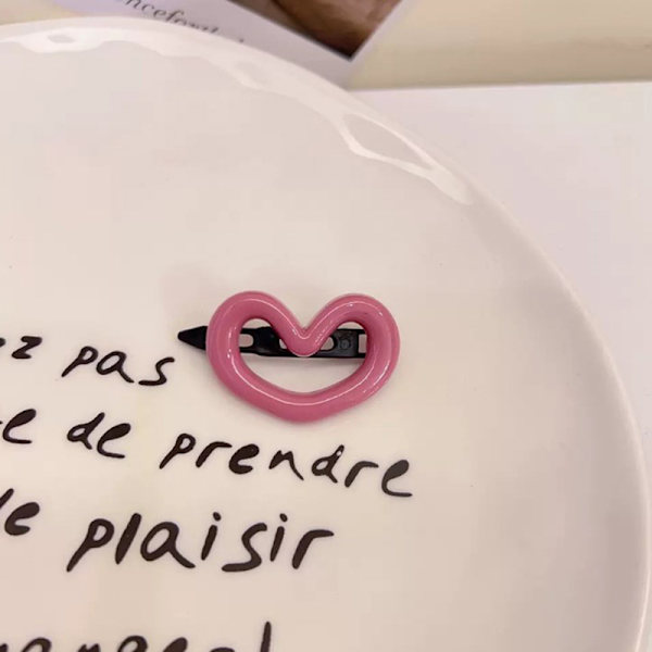 2stk n Søt ensfarget hjerte Kjærlighet Sløyfe Snap Hårklemmer For Gir Pink
