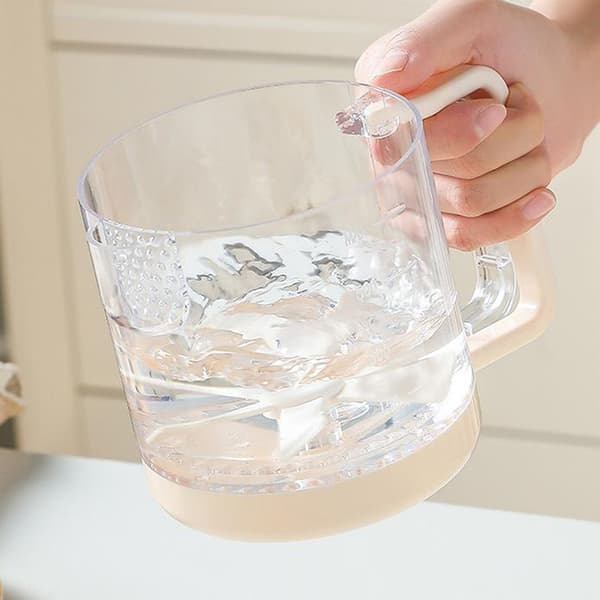 Multifunktionell Äggvispkopp Halvautomatisk Äggvisp Hushåll Beige