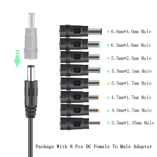 USB til likestrømkabel 5V til 12V Boost Converter 8 adaptere USB A1