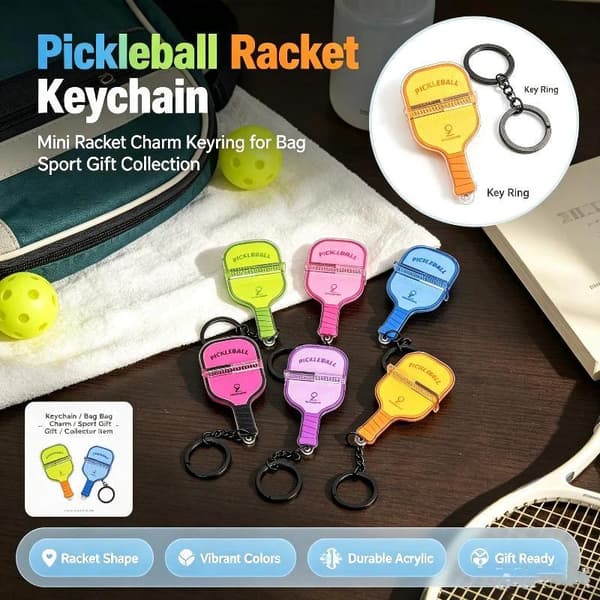 Mini Akryl Pickleball Paddle Nøgleringe Lyse Flerfarvede Stærke A2