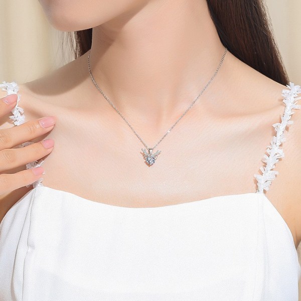 Shiny Crystal Zircon Antler halsband för kvinnor Par vardagliga Fa