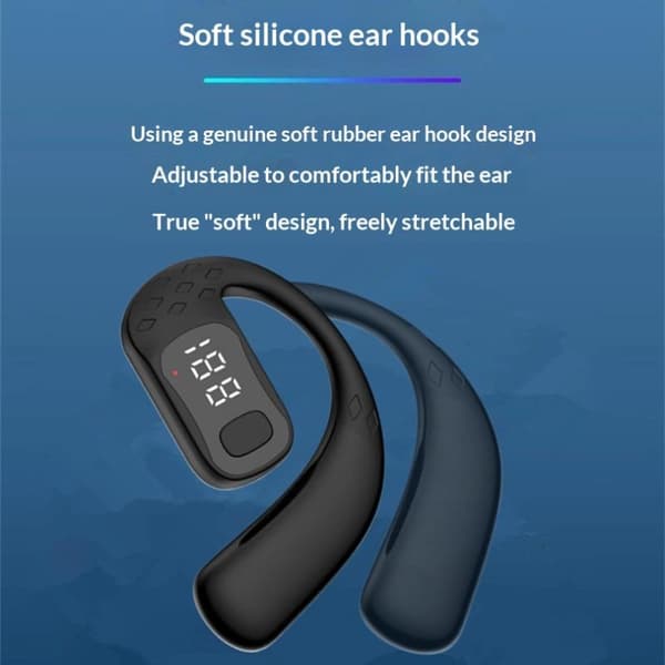 Trådløs Bluetooth Hovedtelefon Ørekrog Øretelefon HiFi Stereo Støj Black 2